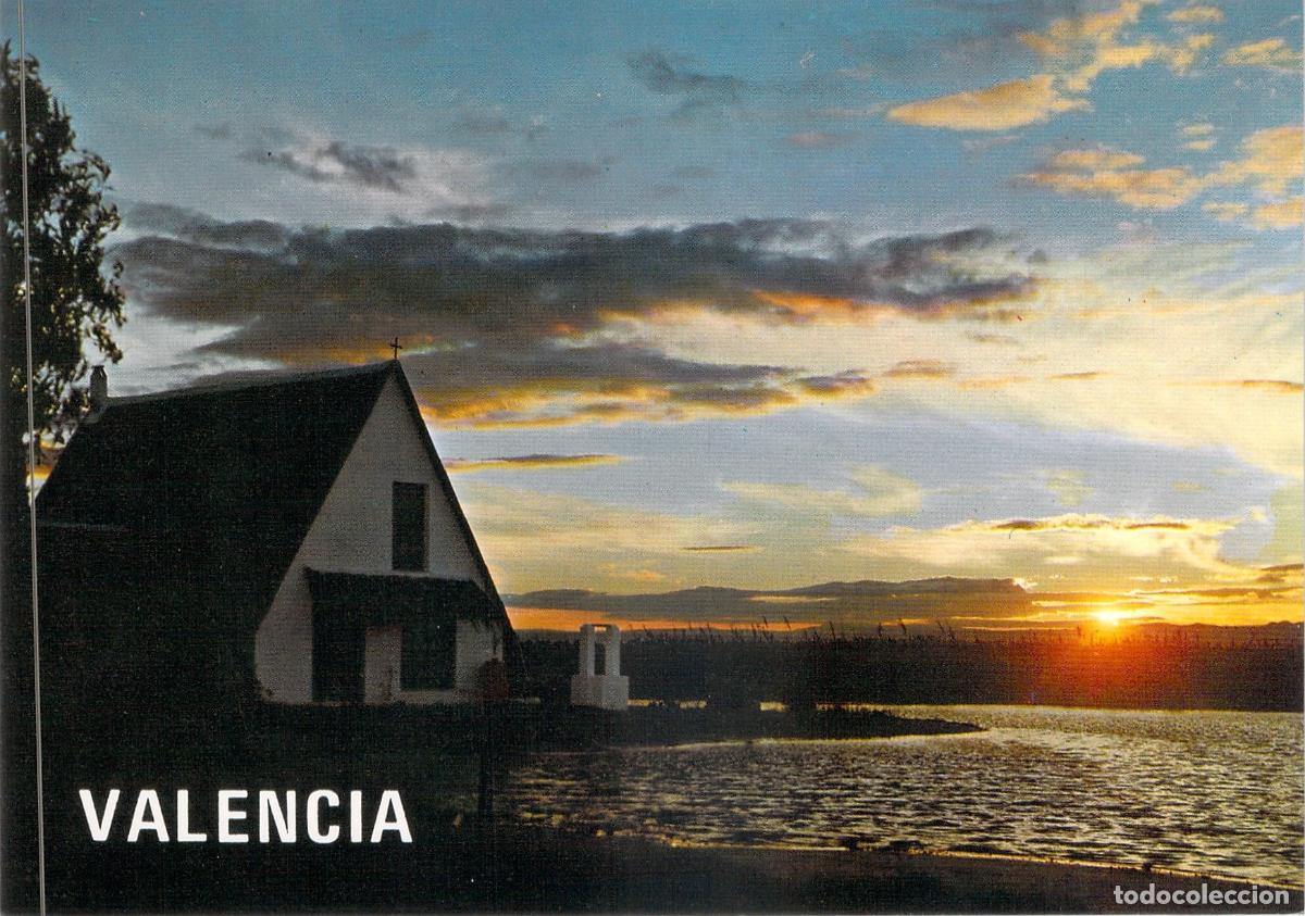 Cartes Postales: Postal de la Albufera de Valencia al Atardecer con Barraca