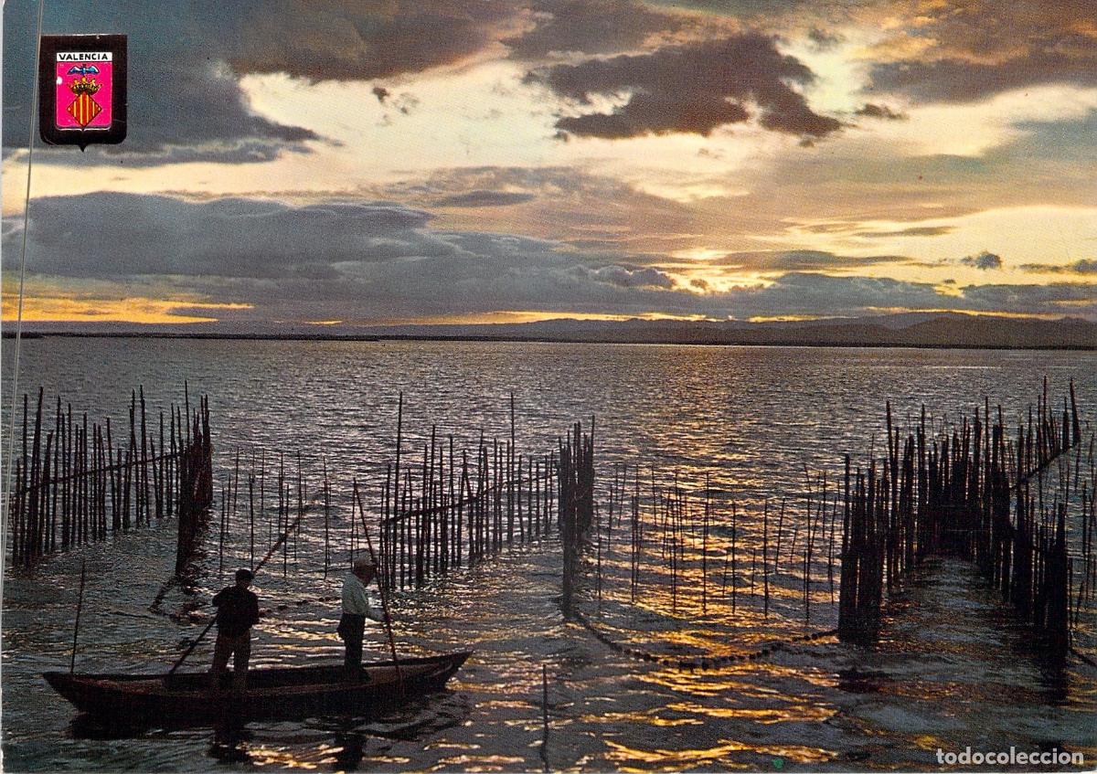 Postales: Postal Valencia La Albufera Puesta de Sol con Pescadores