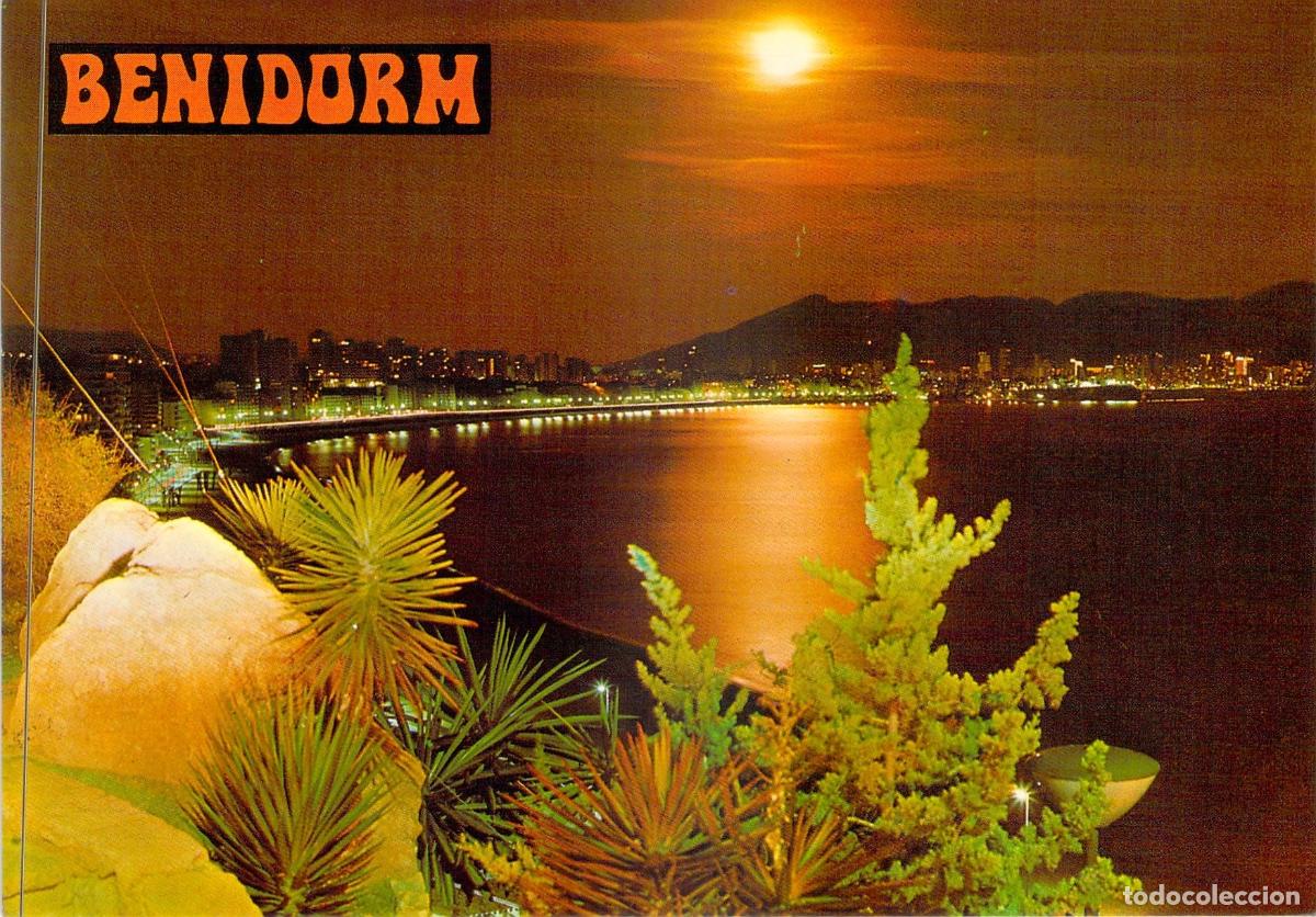 Postales: Postal Benidorm Vista Nocturna desde la Cala a la Luz de la Luna