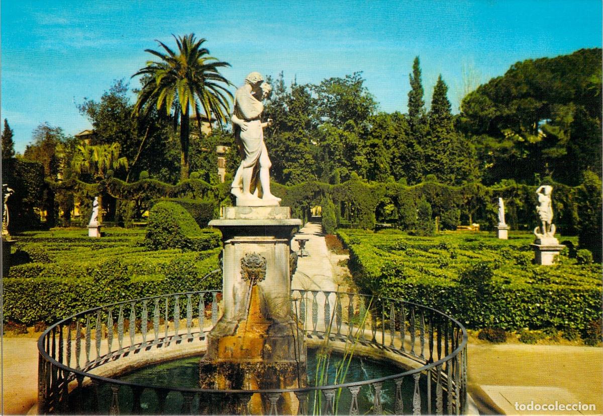 Postales: Postal de los Jardines de Monforte en Valencia, Fuente y Estatuas