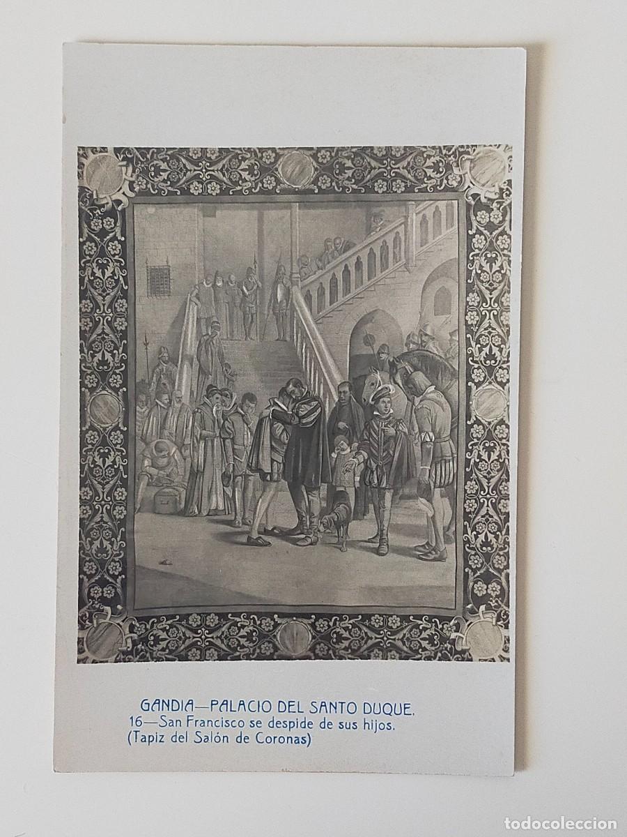 Postales: Tarjeta Postal GANDIA (Valencia): Palacio del Santo Duque, Tapiz San Francisco - Andr&eacute;s Fabert - S/C