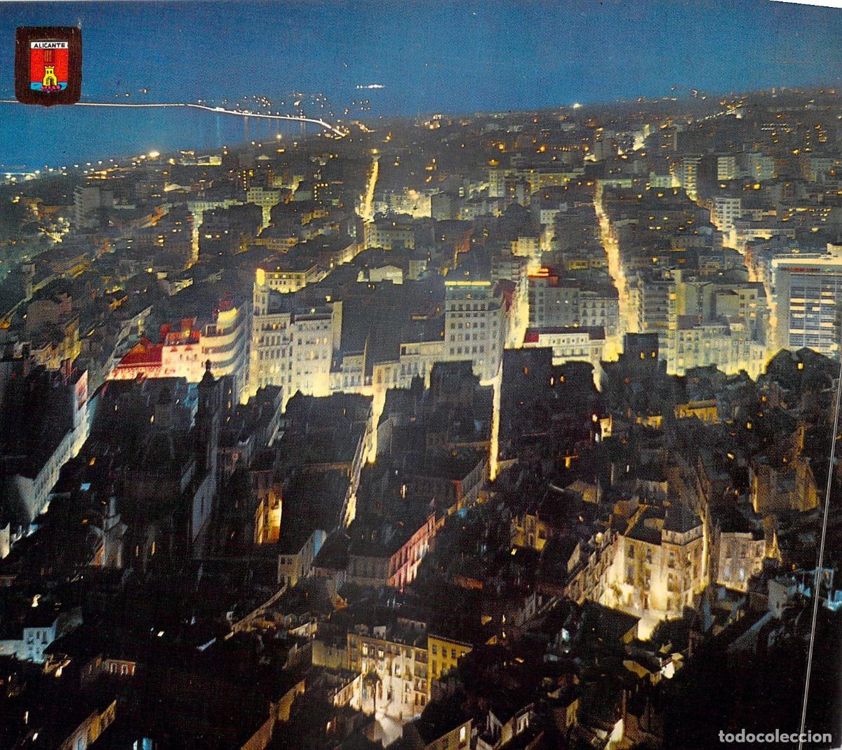 Postales: Postal de Alicante: Vista Nocturna de la Ciudad y Luces del Puerto