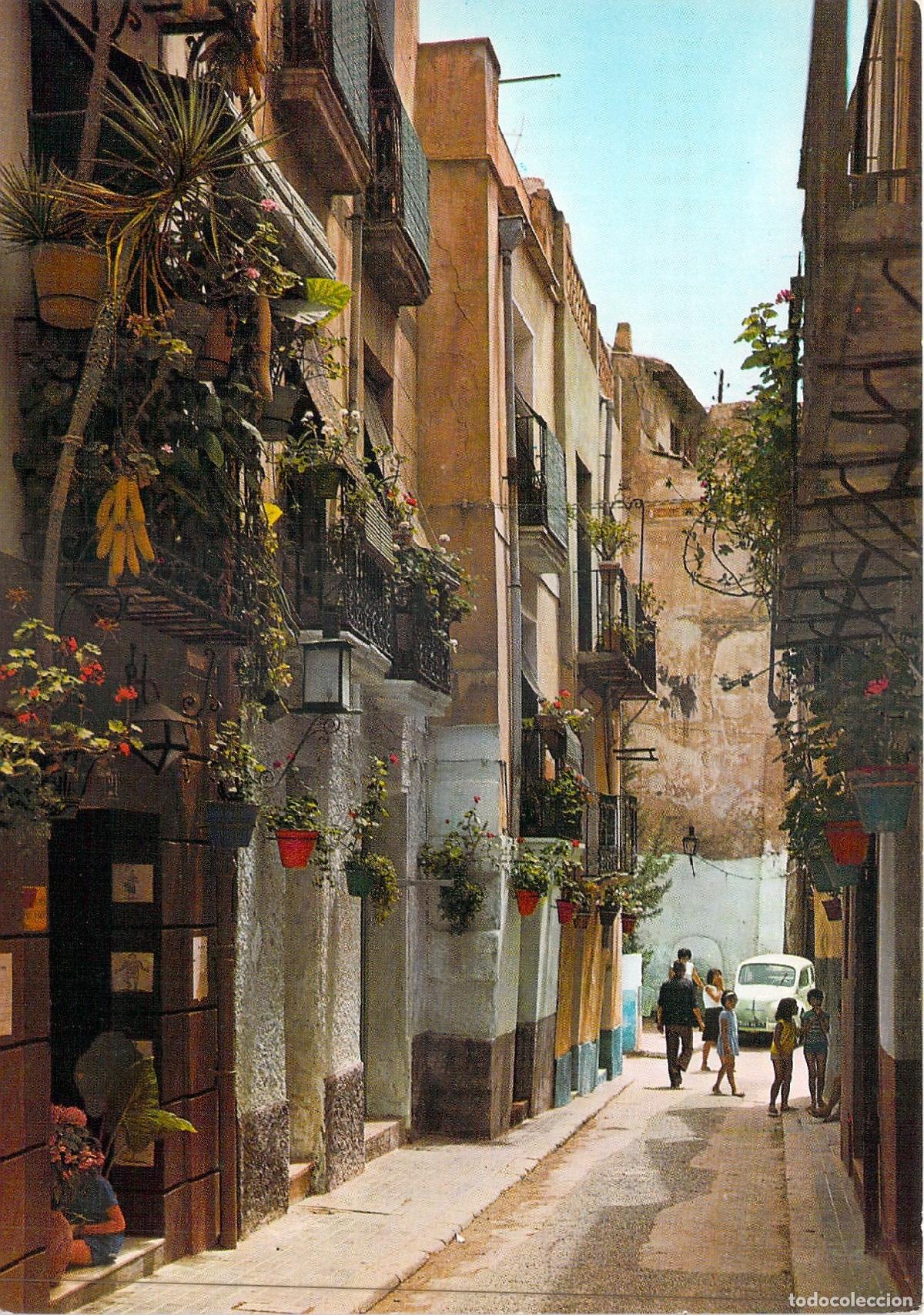 Postales: Postal de Alicante, Calle del Barrio T&iacute;pico con Flores