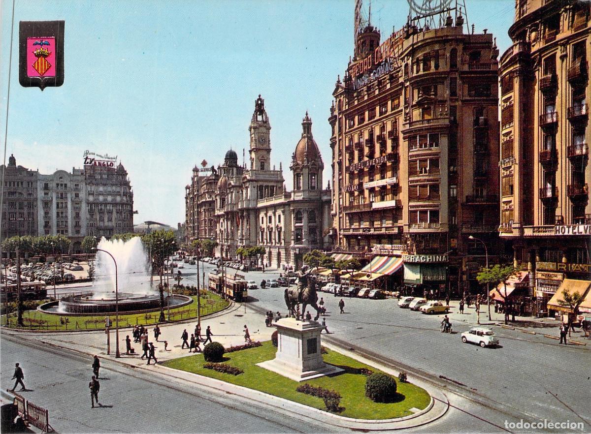 Postales: Postal Valencia Plaza del Caudillo Escudo de Oro Ayuntamiento