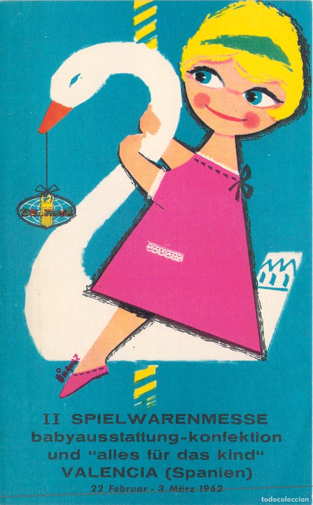 Postales: Postal de la II Feria del Juguete Valencia Ilustraci&oacute;n de Cisne