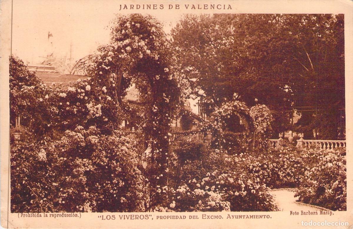 Postales: Postal de los Jardines de Viveros en Valencia
