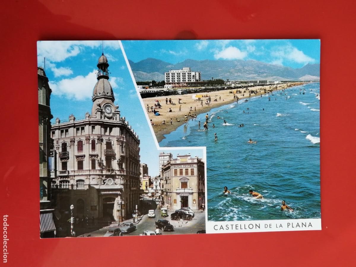 Postales: POSTAL 18526 NUEVA-GARRABELLA 21 CASTELLON DE LA PLANA PL.CAUDILLO PLAYA PINAR -BANCO
