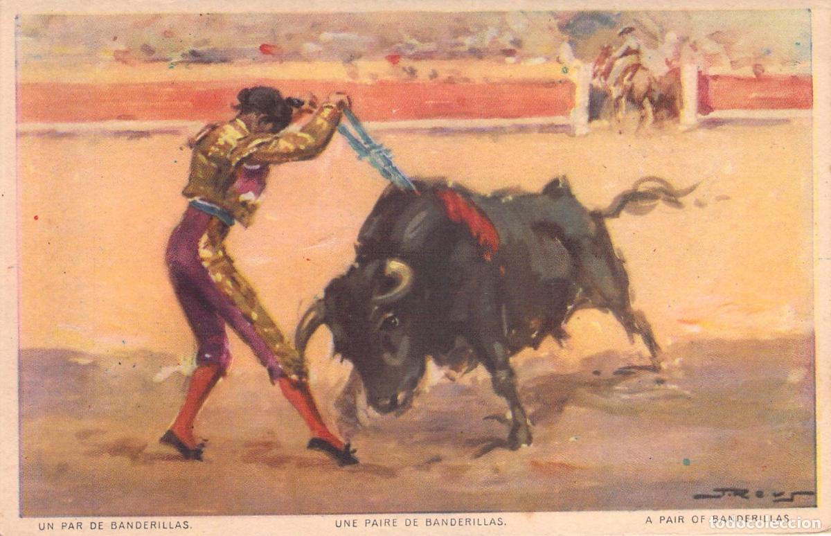 Postales: Postal Tauromaquia Un Par de Banderillas Pintura de Justo de Reus