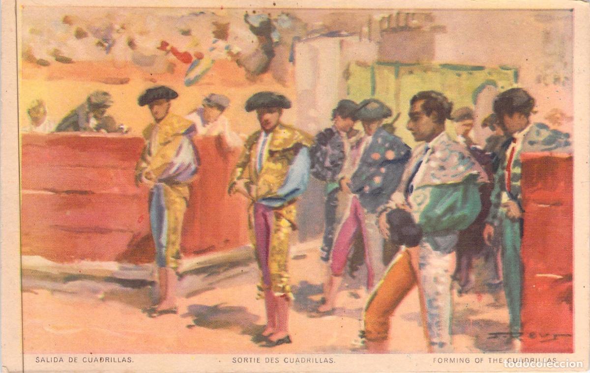 Postales: Postal Salida de Cuadrillas Corrida de Toros Pintura de Reus