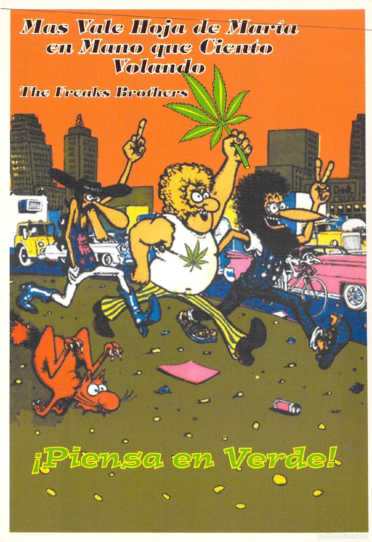 Postales: Postal de C&oacute;mic The Freak Brothers Piensa en Verde Valencia