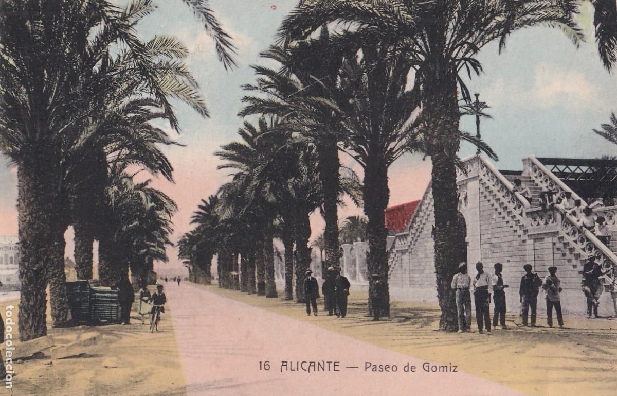 Postales: 16 Alicante. Paseo de Gomiz . Bazar La ciudad de Roma. Sin circular