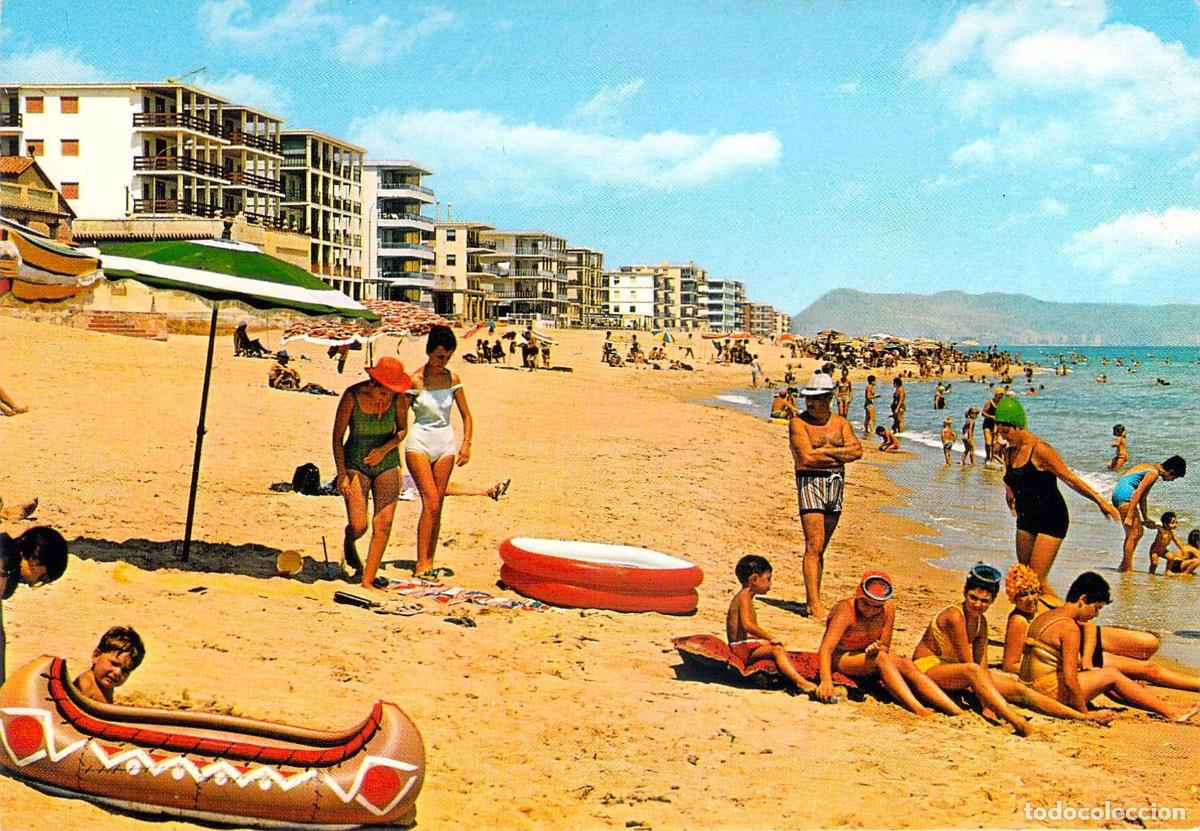 Postales: Postal Playa de Tabernes de Valldigna Valencia con Ba&ntilde;istas