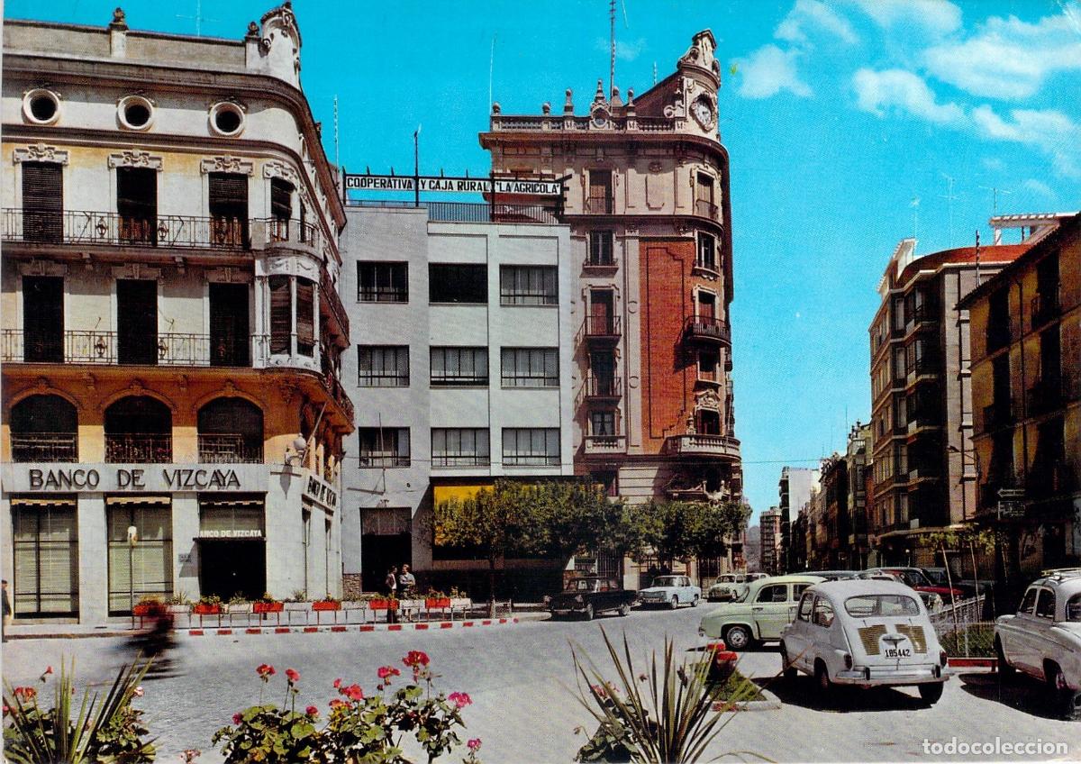 Postales: Postal Alzira Valencia Plaza del Caudillo con Coches Cl&aacute;sicos