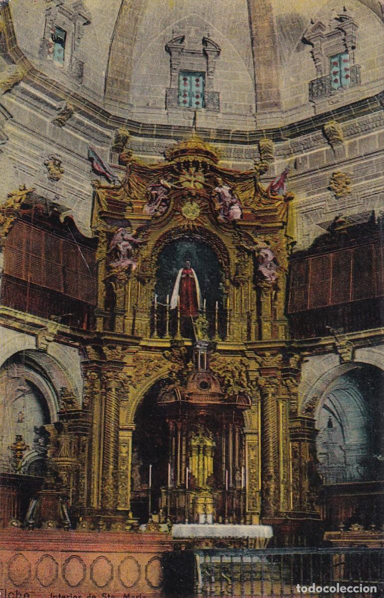 Postales: Elche. Interior de Sta Mar&iacute;a. Alicante. Lampister&iacute;a de Ant&oacute;n. Sin circular.