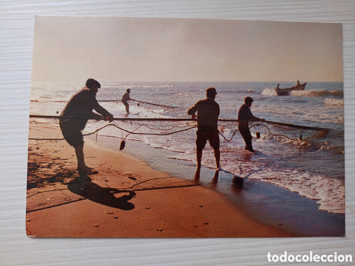 Postales: Valencia pescadores de la costa a&ntilde;os 60