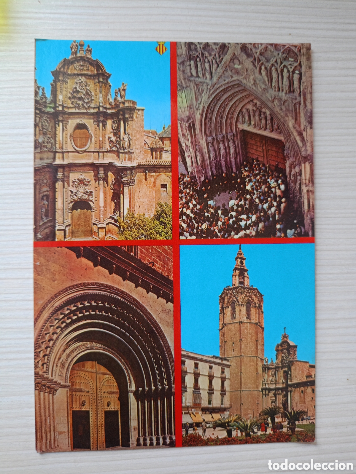 Postales: Catedral puertas y Miguelete Valencia a&ntilde;os 60