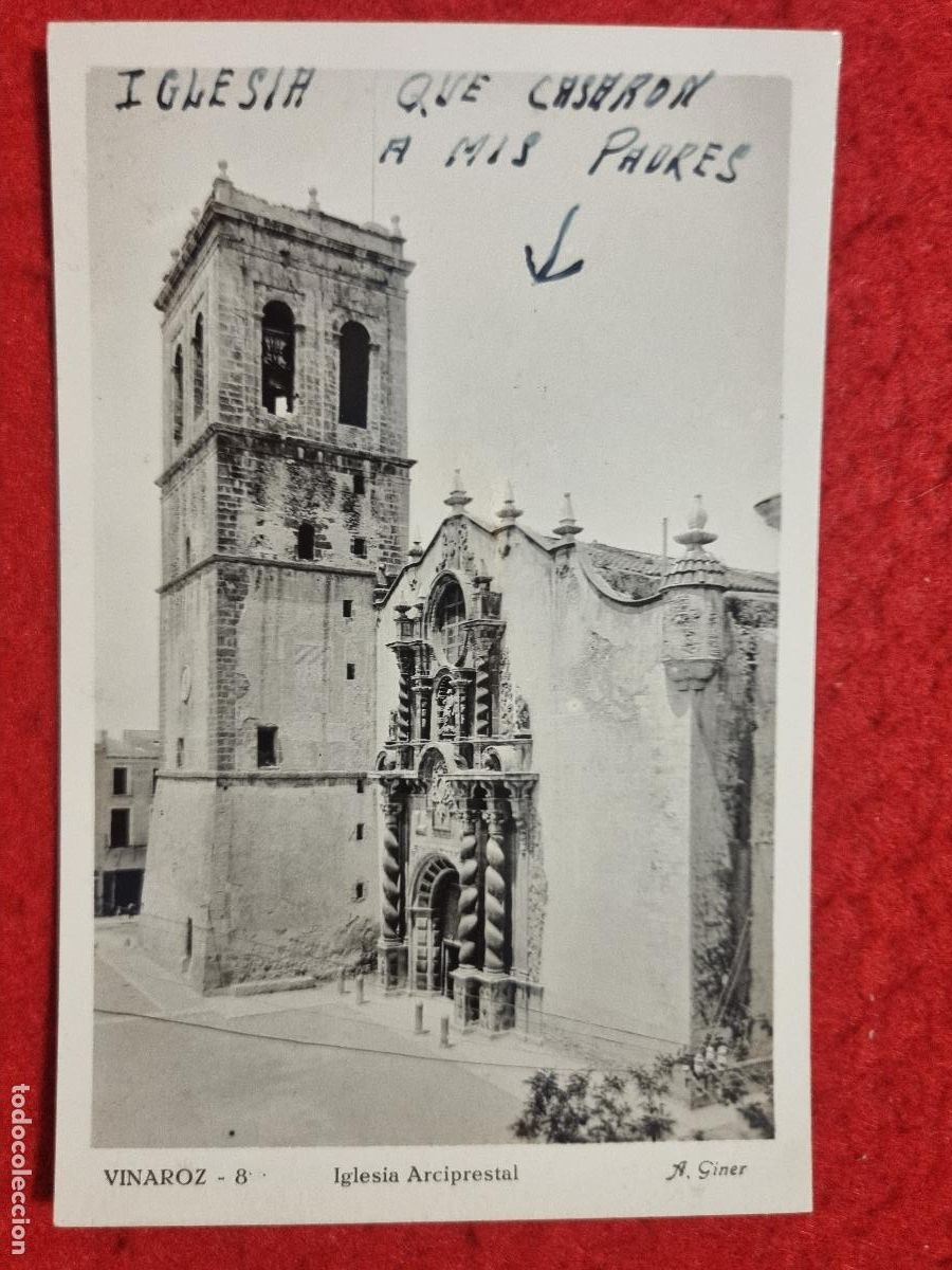 Postales: POSTAL VINAROZ CASTELLON IGLESIA ARCIPRESTAL A. GINER FOTOGRAFICA ORIGINAL P2593