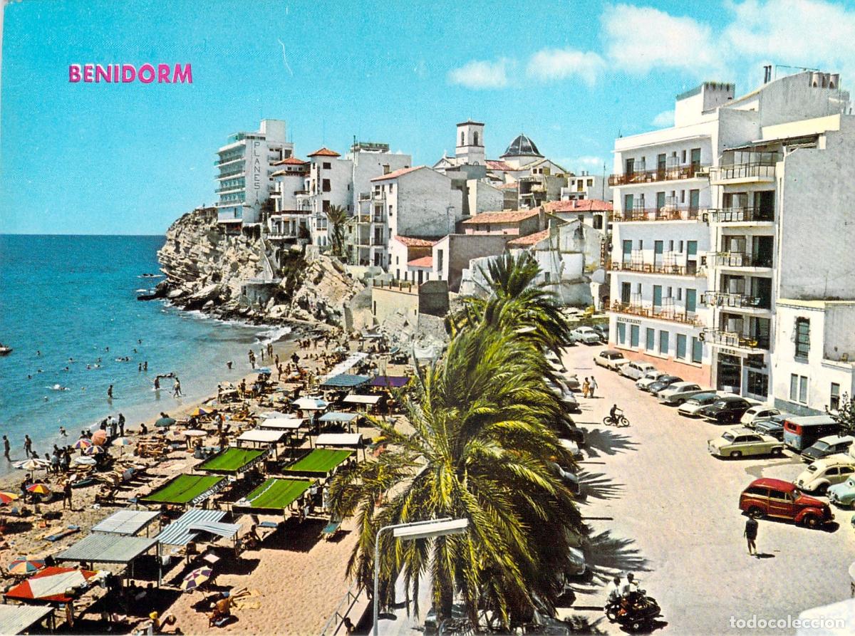 Postales: Postal de Benidorm Vista Parcial del Castillo y Playa de Alicante