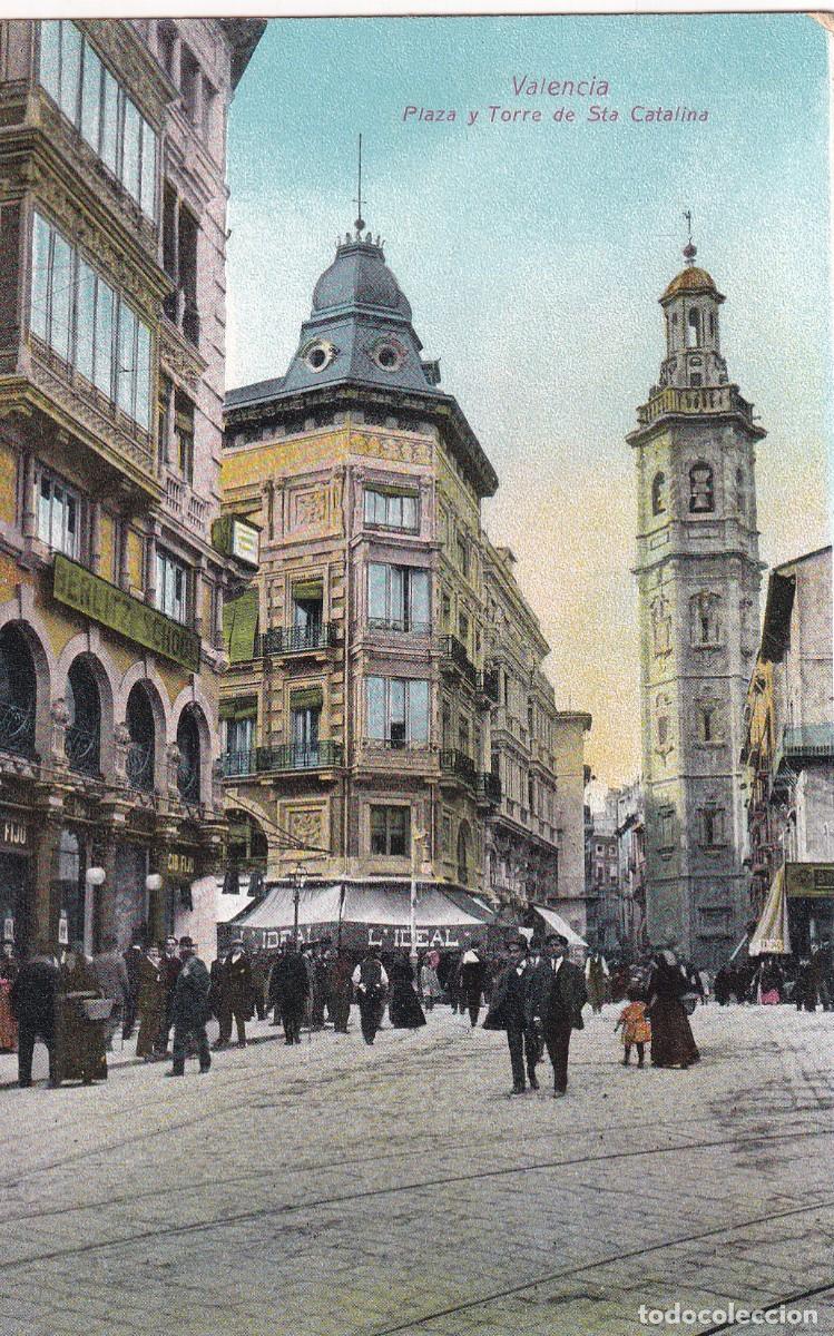 Postales: Valencia Plaza y torre de Sta Catalina . Edici&oacute;n F. C. Valencia. n&ordm;19. Sin circular.