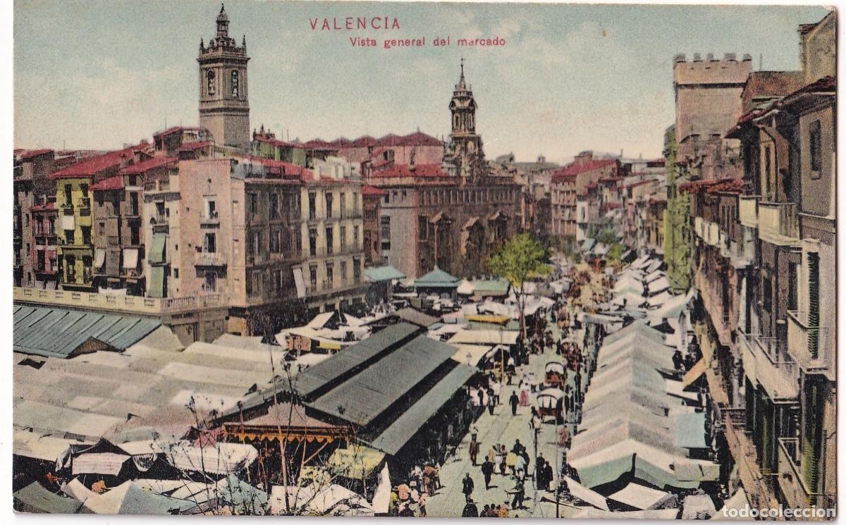 Postales: Valencia Vista general del mercado. Colecci&oacute;n E B P Sin circular.