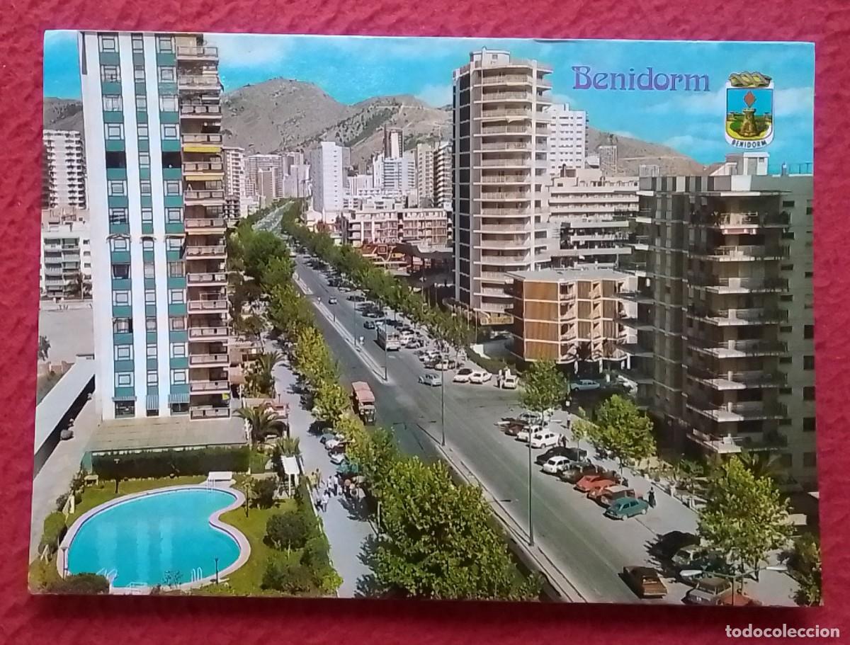 Postales: POSTAL POST CARD BENIDORM ALICANTE AVENIDA DEL MEDITERR&Aacute;NEO..SPAIN ESPAGNE..PISCINA COCHES..SPANIEN.