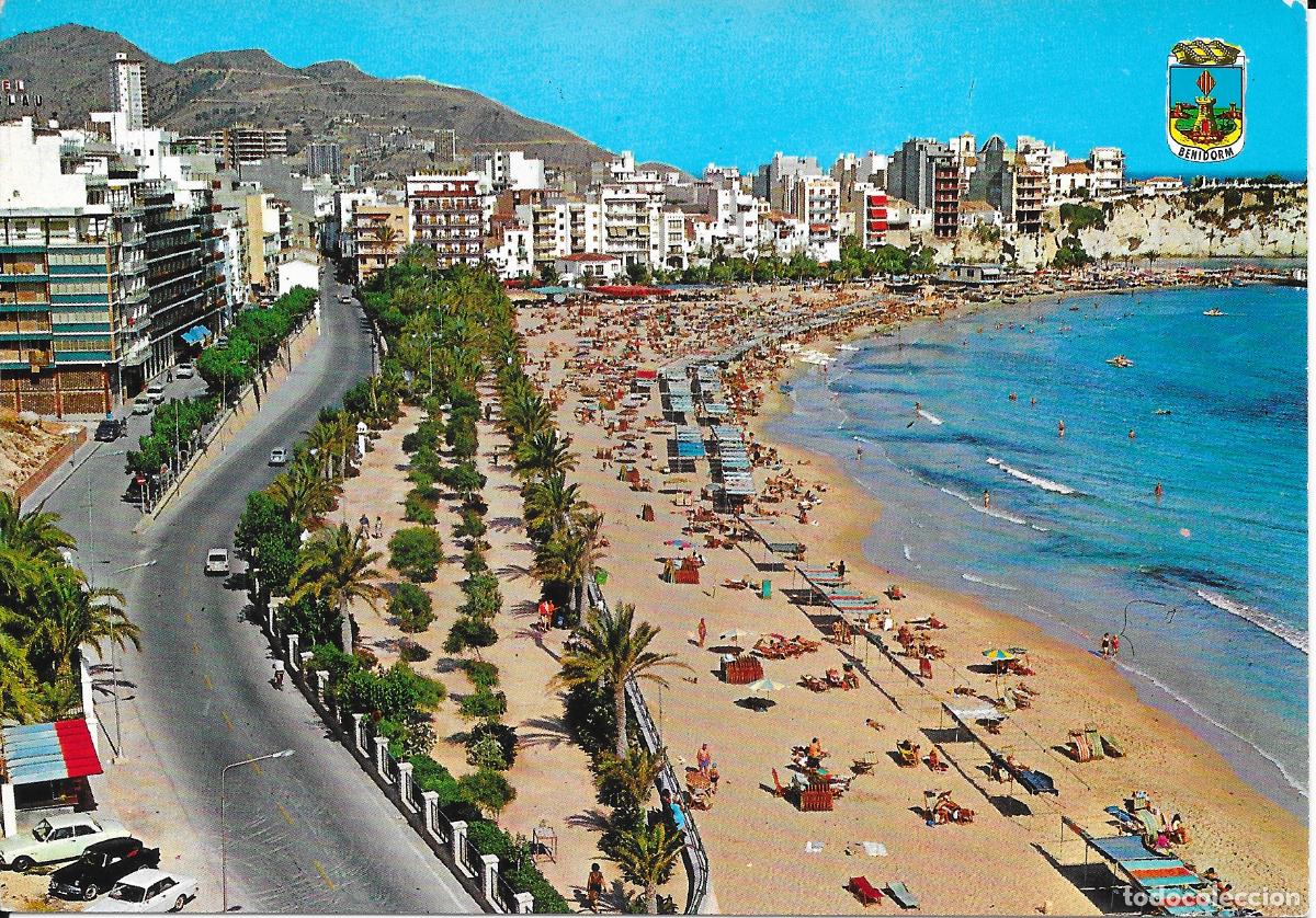 Postales: [POSTAL] Parque de Col&oacute;n y Playa de Poniente. Benidorm (Alicante) (sin circular)