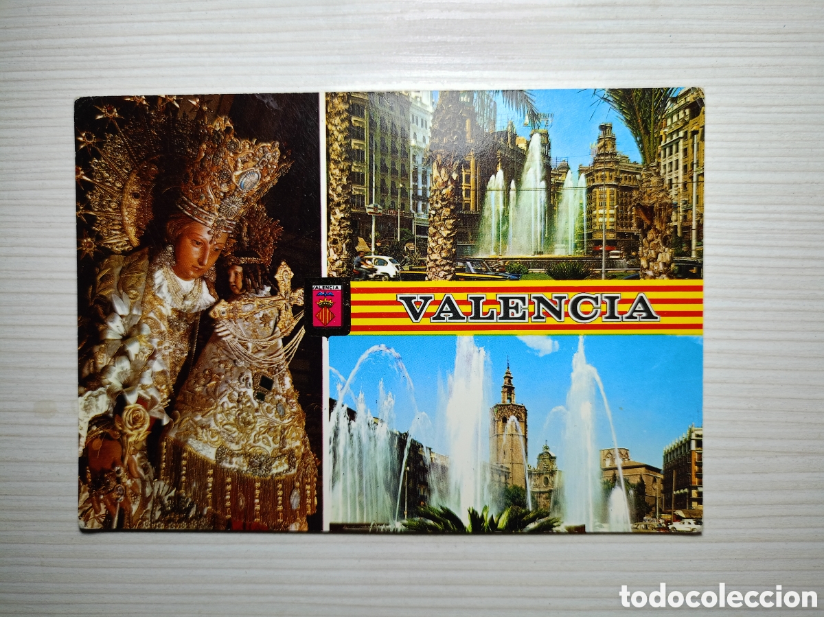 Postales: Postal Virgen de los Desamparados plaza del caudillo plaza de la reina Valencia a&ntilde;os 60