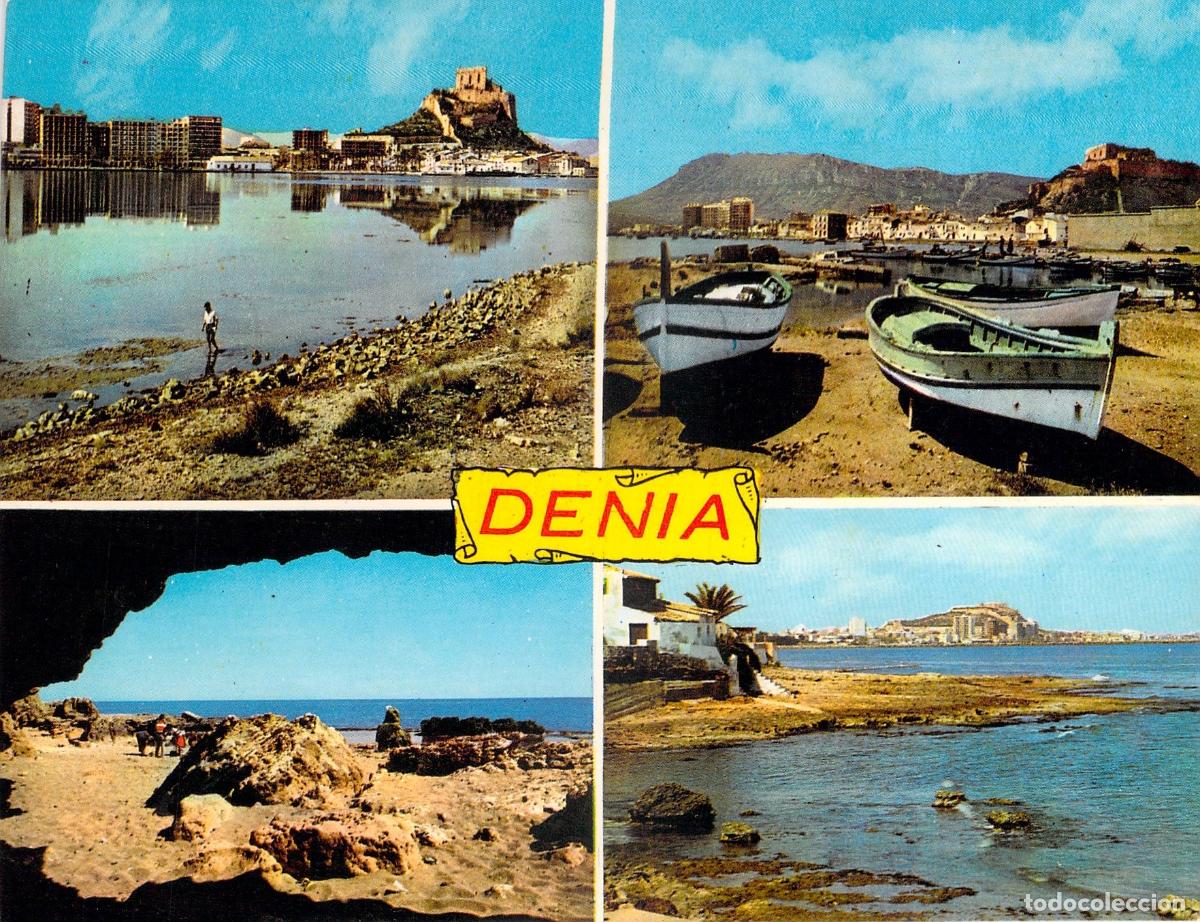 Postales: Postal de Denia - Vistas de la Ciudad, Castillo y Playas de Alicante