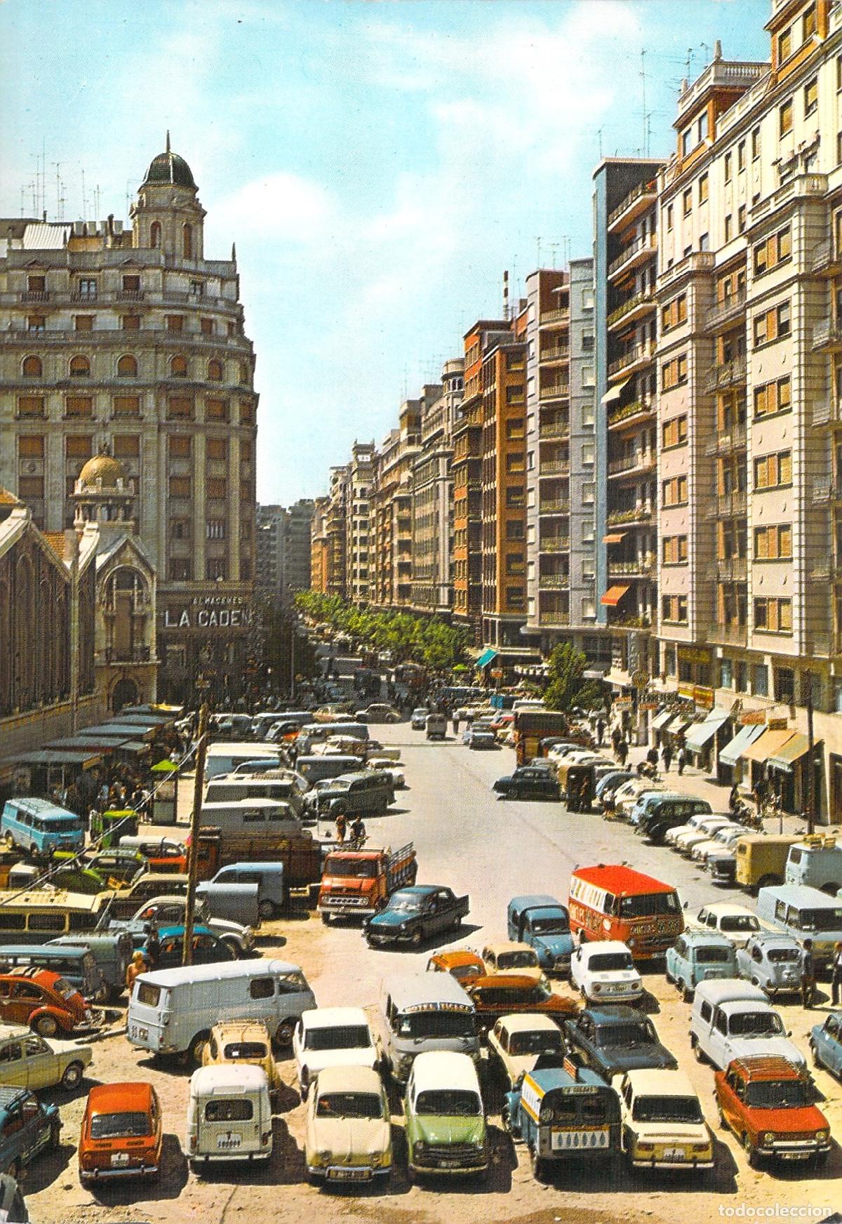 Postales: Postal de Valencia - Vista de la Avenida del Oeste con Coches Cl&aacute;sicos