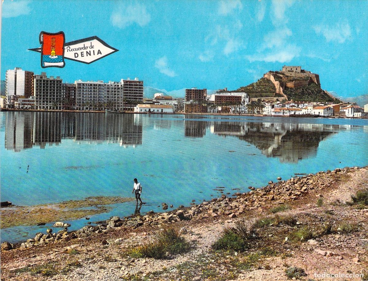 Postales: Postal de Denia - Castillo y Paseo Mar&iacute;timo con Reflejos en el Agua
