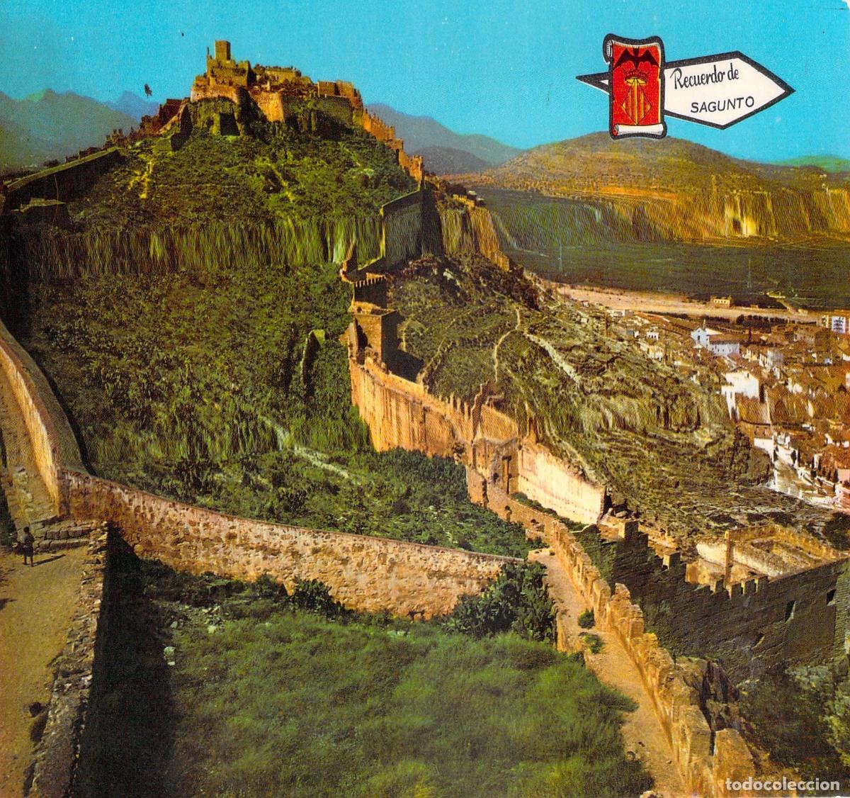 Postales: Postal Castillo de Sagunto Muralla y Vista Panor&aacute;mica