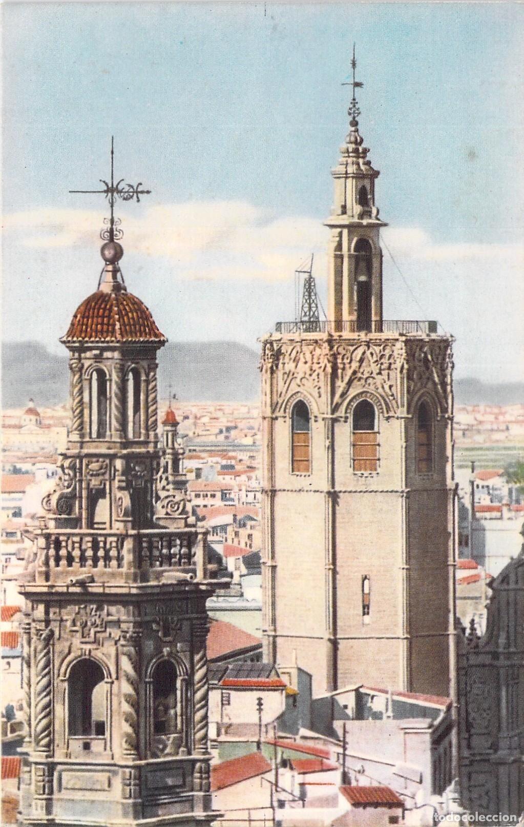 Postales: Postal de las Torres de Santa Catalina y del Miguelete en Valencia