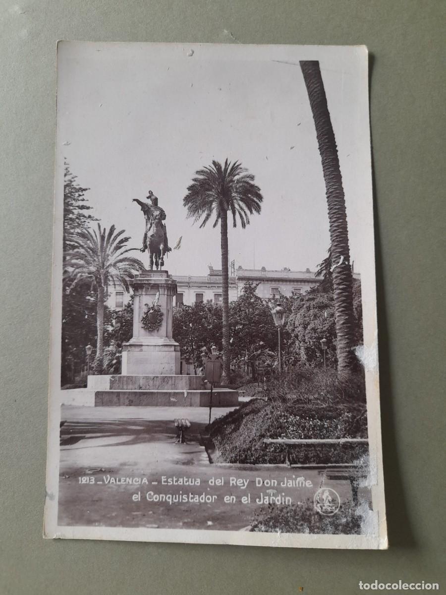 Postales: Postal de valencia , 1213, estatua del rey don jaime el conquistador en el jardin