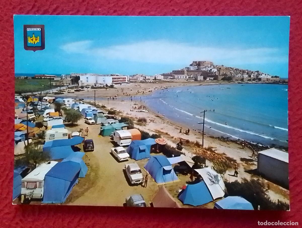 Postales: POSTAL POST CARD DE PE&Ntilde;&Iacute;SCOLA CASTELL&Oacute;N VISTA GENERAL VIEW VUE..SPAIN PLAYA BA&Ntilde;ISTAS TIENDAS CAMPA&Ntilde;A