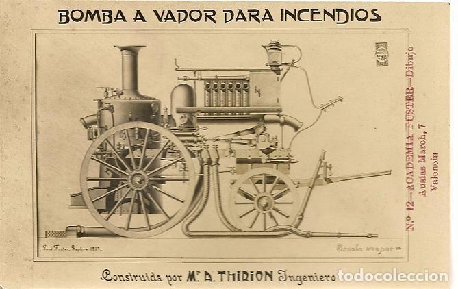 Postais: POSTAL FOTOGRAFICA original BOMBA A VAPOR PARA INCENDIOS , A. THITION Valencia
