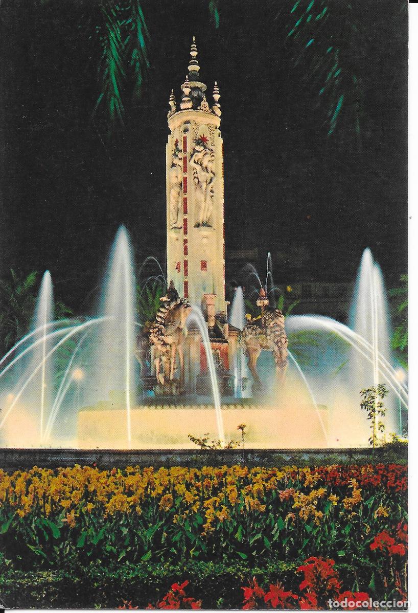 Postales: [POSTAL] Plaza de los Luceros y Fuente iluminada. Alicante (circulada)