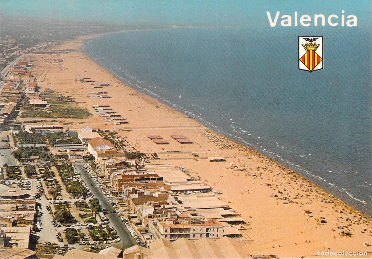 Postales: Postal de la Vista A&eacute;rea de la Playa de Levante en Valencia