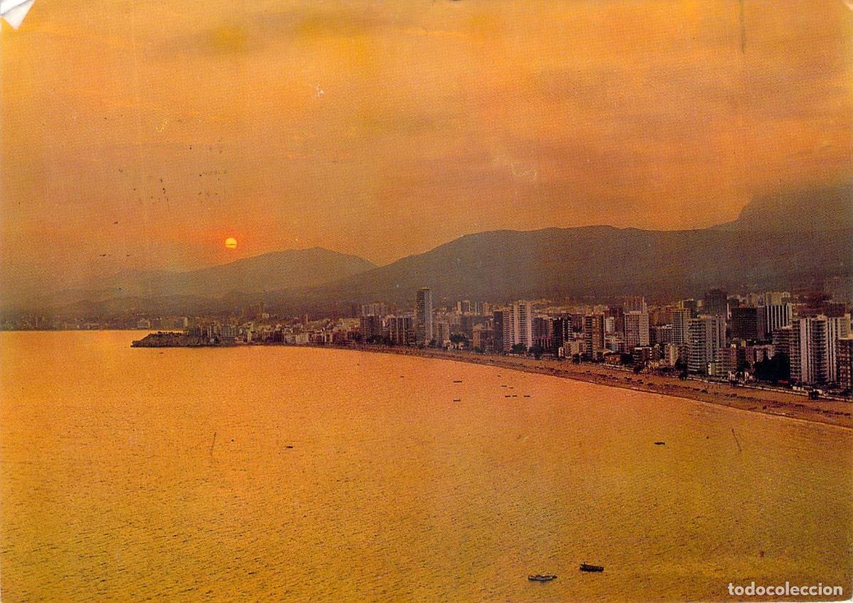 Postales: Postal de la Playa y Puesta de Sol en Benidorm Alicante