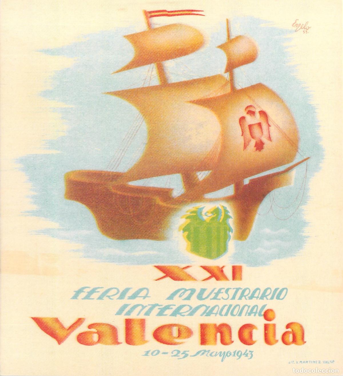 Postales: Postal XXI Feria Muestrario Internacional Valencia Barco Ilustraci&oacute;n