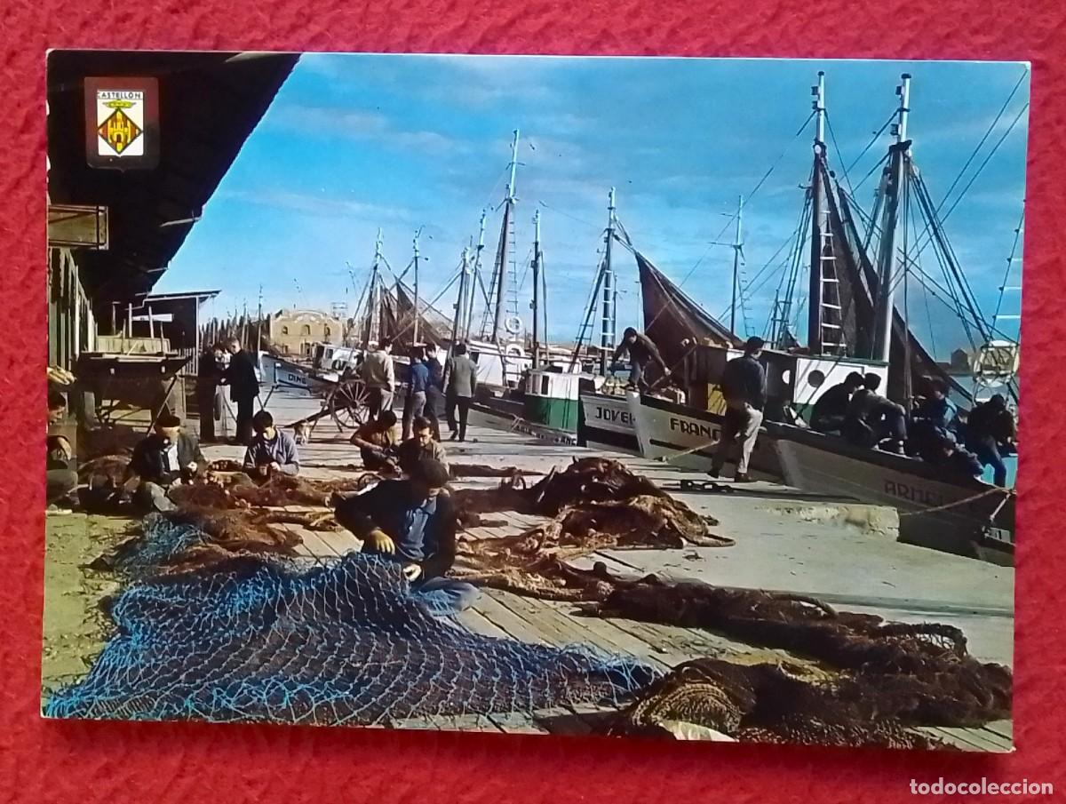 Postales: ANTIGUA POSTAL POST CARD CASTELL&Oacute;N DE LA PLANA GRAO VISTA PARCIAL DEL PUERTO PESCADORES REDES BARCOS