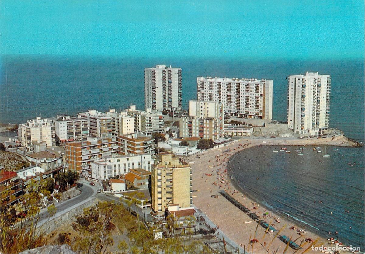 Postales: Postal de Cullera, Vista de la Isla de los Pensamientos y Playa
