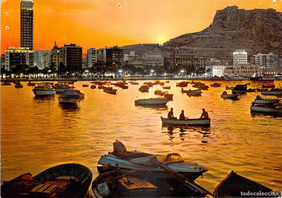 Postales: Postal de la Puesta de Sol en el Puerto de Alicante