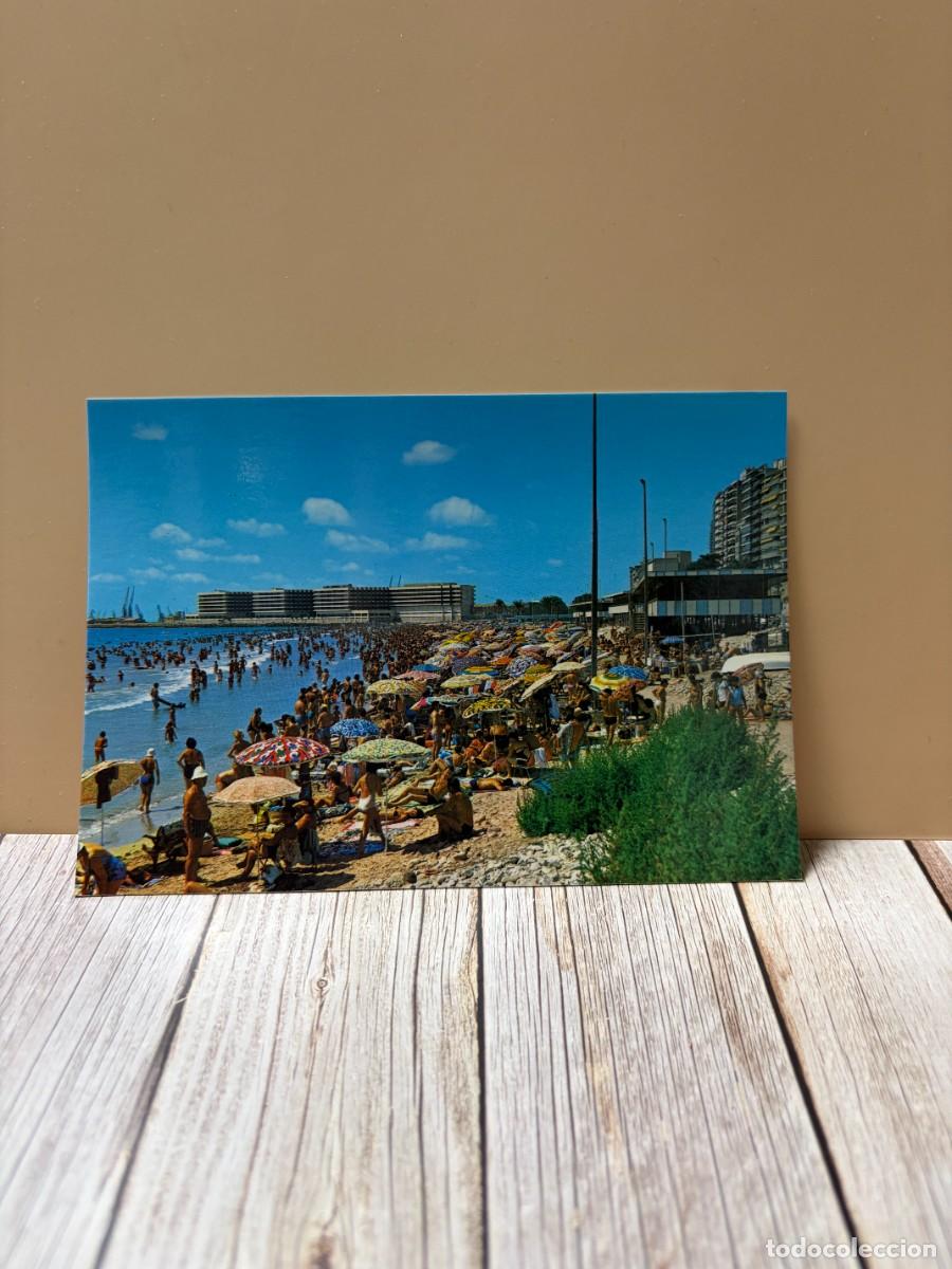 Postales: TARJETA POSTAL. ALICANTE. 279.- PLAYA DEL POSTIGUET. AL FONDO APARTHOTEL MELI&Aacute;. EDICIONES ARRIBAS