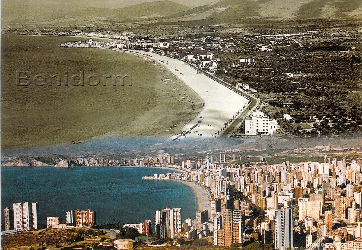 Postais: Postal de Benidorm Vista General Comparativa de la Costa