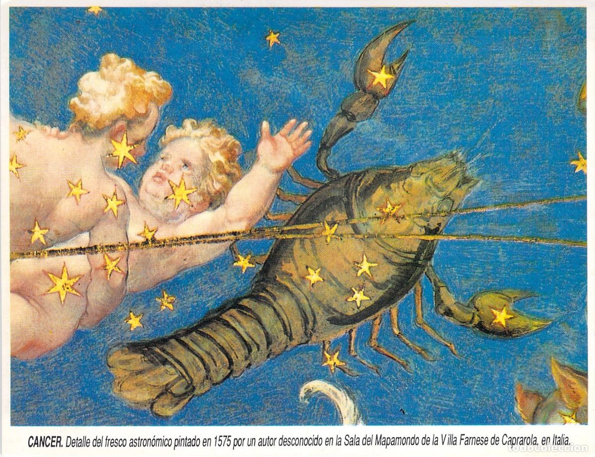 Postales: Postal Astrolog&iacute;a Signo Zodiacal C&aacute;ncer Fresco de Caprarola