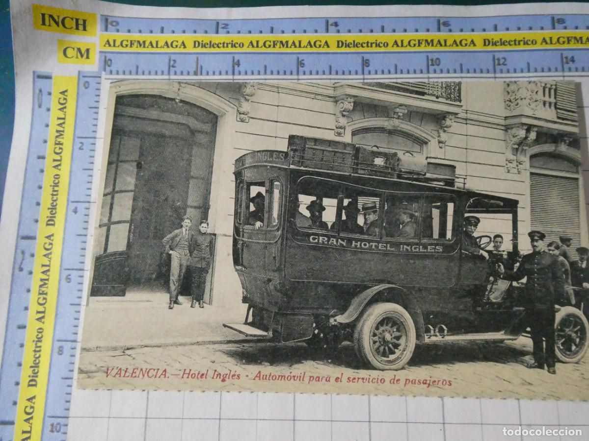 Postales: POSTAL DE VALENCIA. FACS&Iacute;MIL HOTEL INGL&Eacute;S AUTOM&Oacute;VIL AUTOBUS PARA SERVICIO DE PASAJEROS. 1600
