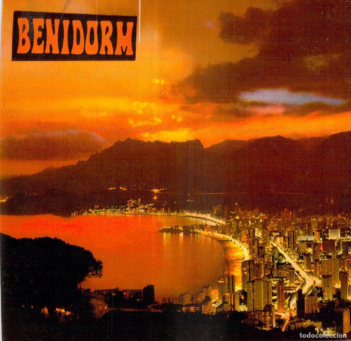 Postales: Postal Atardecer en Benidorm con Vista Nocturna y Tarjeta QSL