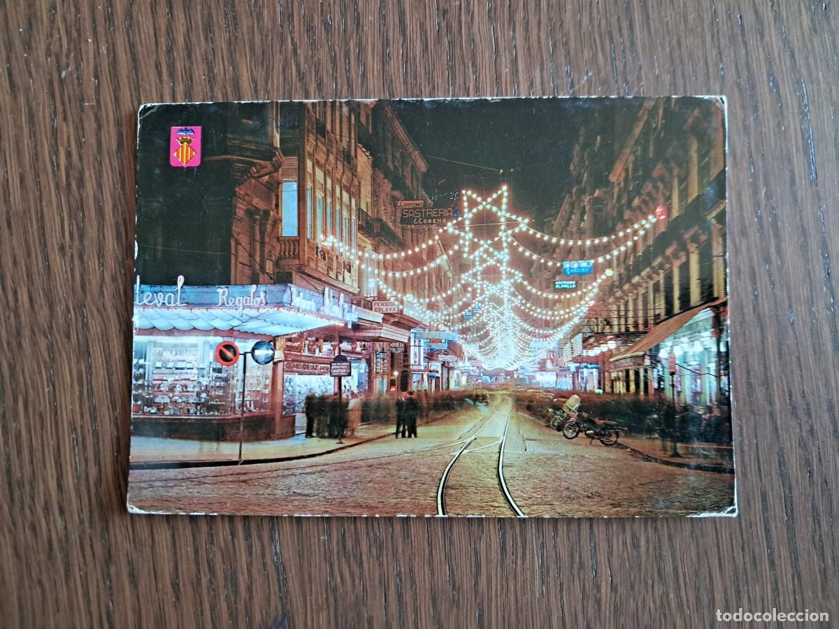 Postales: postal de Espa&ntilde;a, calle Calvo Sotelo, nocturan, Valencia &ordm; 839. escrita, a&ntilde;o 1961.
