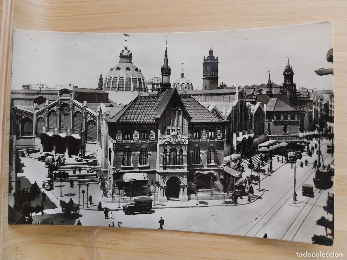 Postales: MERCADO CENTRAL VALENCIA ED DURA 24 ESCRITA ANIMADA ESCRITA TRANVIA CARRETAS
