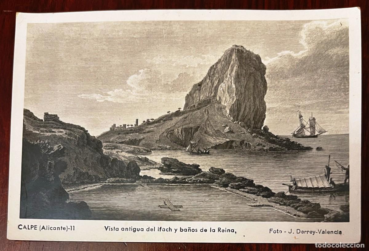 Postales: FOTO POSTAL DE CALPE (ALICANTE) VISTA ANTIGUA DEL IFACH Y BA&Ntilde;OS DE LA REINA, FOTO. J. DERREY, CON PU